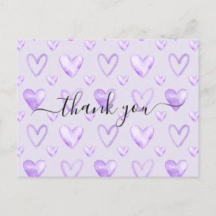 Watercolor Hart Bleek Paarse Baby Shower Bedankt Briefkaart