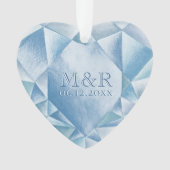 Watercolor Hart Diamanten 60ste Huwelijksverjaarda Ornament (voorkant)