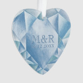 Watercolor Hart Diamanten 60ste Huwelijksverjaarda Ornament (voorkant)