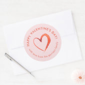 Watercolor Hart Gelukkig Valentijnsdag Ronde Sticker (Envelop)