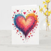 Watercolor Hart Liefde Kaart (Gele Bloem)