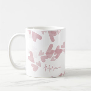 Watercolor Hart Stempels Roze Script Naam Koffiemok