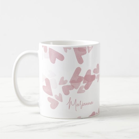 Watercolor Hart Stempels Roze Script Naam Koffiemok (Links)