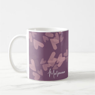 Watercolor Hart Stempels Roze Script Naam Mauve Koffiemok