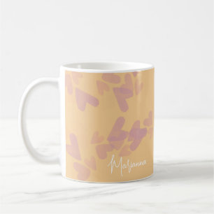 Watercolor Hart Stempels Roze Script Naam Oranje Koffiemok