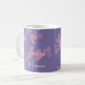 Watercolor Hart Stempels Roze Script Naam Paars Koffiemok (Voorkant links)