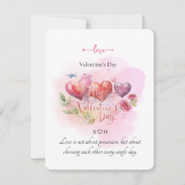 Watercolor Hart Valentijnsdag Kaart met Romantisch Notitiekaartje