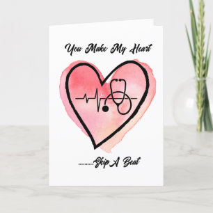 Watercolor Hart Verpleegster Valentijnsdag Feestdagen Kaart