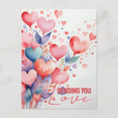 Watercolor-hartballonnen met elegante letterscript briefkaart (Voorkant)