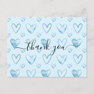 Watercolor Harten Baby Blau Baby Shower Bedankt Briefkaart
