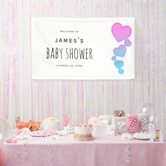Watercolor Harten Baby Shower Bord Spandoek (Feest)