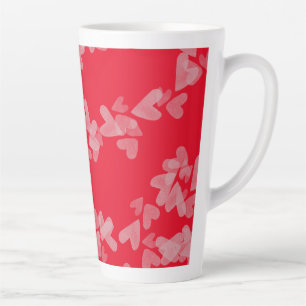Watercolor Harten Drijvende Stempels Roze Rood Latte Mok