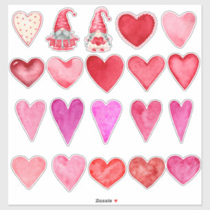Watercolor Harten en Twee Kabouters Sticker