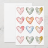 Watercolor Harten Feestdagenkaart (Voorkant / Achterkant)