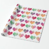 Watercolor Harten - Liefde Cadeaupapier (Uitgerold)