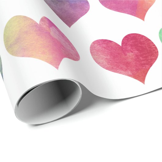 Watercolor Harten - Liefde Cadeaupapier (Rol Hoek)