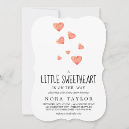Watercolor Harten | Little Sweetheart Baby Shower  Kaart