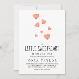 Watercolor Harten | Little Sweetheart Baby Shower  Kaart