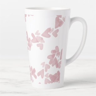 Watercolor Harten Zwevende Stempels Roze  Latte Mok