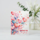 Watercolor Hartenballonnen met Elegant Schrift Briefkaart (Staand voorkant)