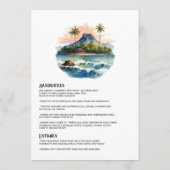 Watercolor Hawaï Destillatie Bruiloft Menu (Achterkant)