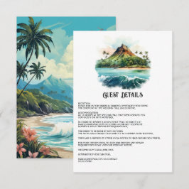 Watercolor Hawaïaans Huwelijksgast Details Informatiekaartje