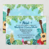 Watercolor Hawaïaans Luau Feestje Kaart (Voorkant / Achterkant)