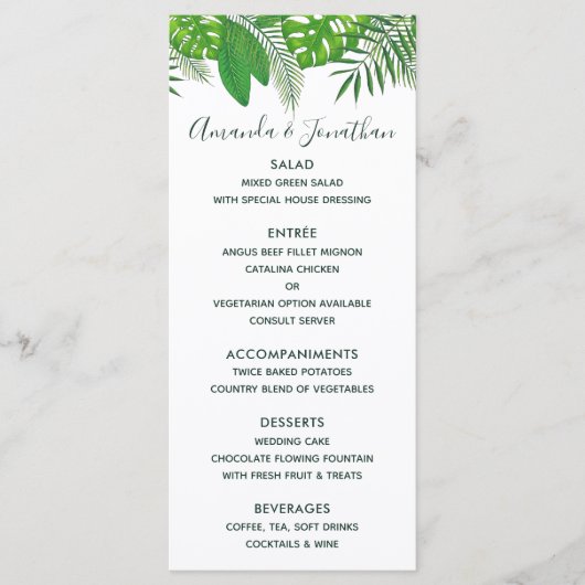 Watercolor Hawaiaanse Aloha Luau Bruiloftsmenu Menu (Voorkant)