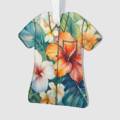 Watercolor Hawaiian Garden Tropical Hibiscus Ornament (voorkant)