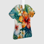 Watercolor Hawaiian Garden Tropical Hibiscus Ornament (voorkant)