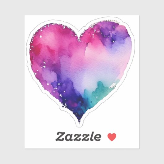 watercolor Heart # 1 Sticker (Vel)