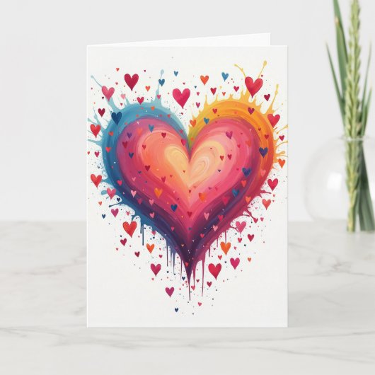 Watercolor Heart Love Card Kaart (Voorkant)