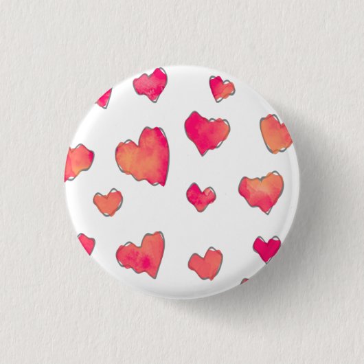 Watercolor Heart Pattern Art Ronde Button 3,2 Cm (Voorkant)