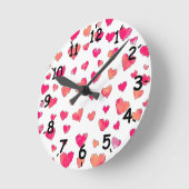 Watercolor Heart Pattern Art Ronde Klok (Hoek)