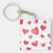 Watercolor Heart Pattern Art Sleutelhanger (Voorkant)