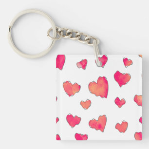 Watercolor Heart Pattern Art Sleutelhanger