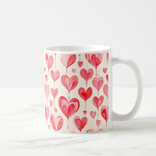 Watercolor Heart Pattern Collection Koffiemok (Rechts)