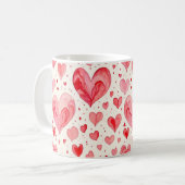 Watercolor Heart Pattern  Koffiemok (Voorkant links)
