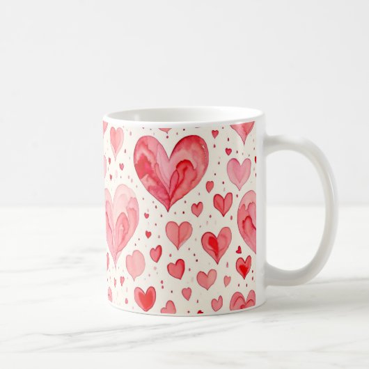 Watercolor Heart Pattern  Koffiemok (Rechts)