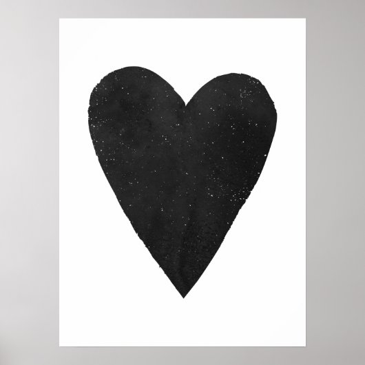 Watercolor Heart Valentine Art Print - Black (Voorkant)