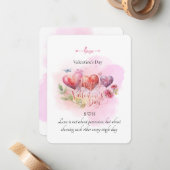 Watercolor Heart Valentine’s Day Card with Romanti Notitiekaartje (Voorkant / Achterkant in situ)