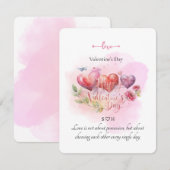 Watercolor Heart Valentine’s Day Card with Romanti Notitiekaartje (Voorkant / Achterkant)