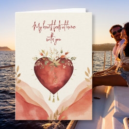 Watercolor Heart with Soft Florals and Warm Tones Feestdagen Kaart