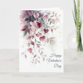 Watercolor Hearts and Flowers Valentine's Greeting Kaart (Voorkant)