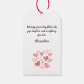 Watercolor Hearts Birthday Cadeaulabel (Achterkant)