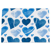 Watercolor Hearts - Blue Groot Cadeauzakje (Voorkant)