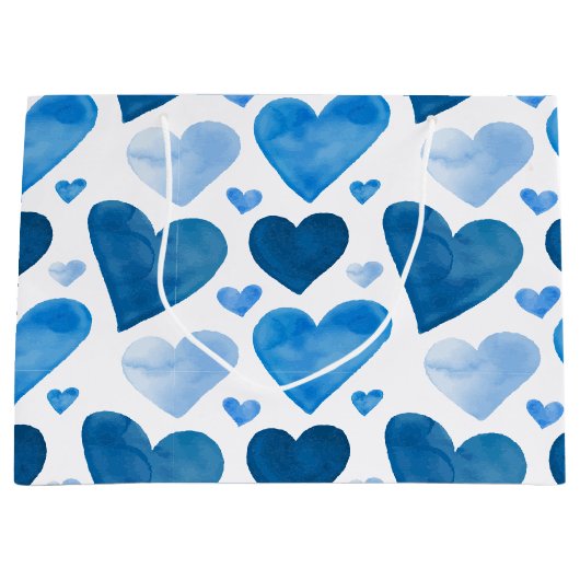 Watercolor Hearts - Blue Groot Cadeauzakje (Voorkant)