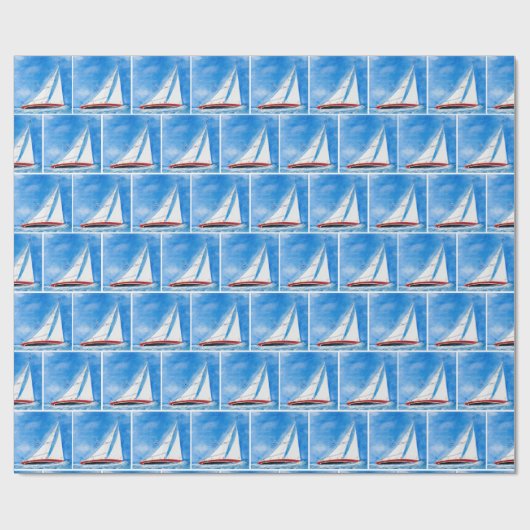 Watercolor Heeling Sailboats Cadeaupapier (Vlak)