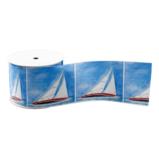 Watercolor Heeling Sailboats Grosgrain Lint (Spoel)