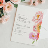 Watercolor helder bloem bruids brunch uitnodiging